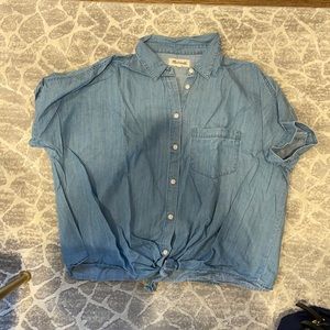 Madewell blue denim button down top